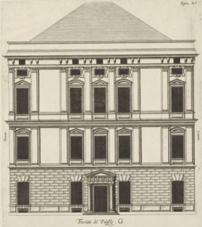 Elevation of the façade of the Palazzo Interiano Pallavicini in Genoa, Facciata del Palazzo. G,