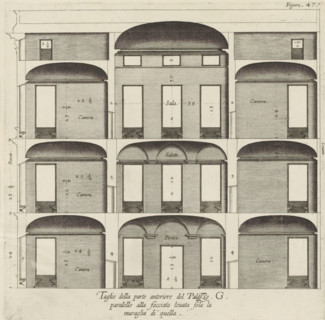 Cross-section of the Palazzo Interiano Pallavicini in Genoa, Taglio della parte anteriore del