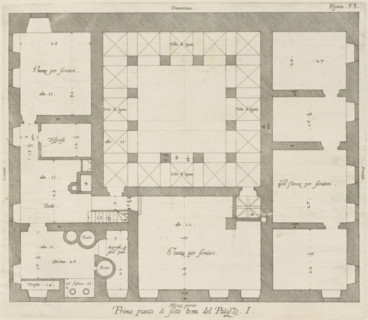 Floor plan of the basement of the Palazzo Rostan Raggio, Prima pianta di sotto terra del Palazzo.
