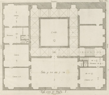 Terza pianta del Palazzo. I, Floor plan of the first floor of the Palazzo Rostan Raggio in Genoa,
