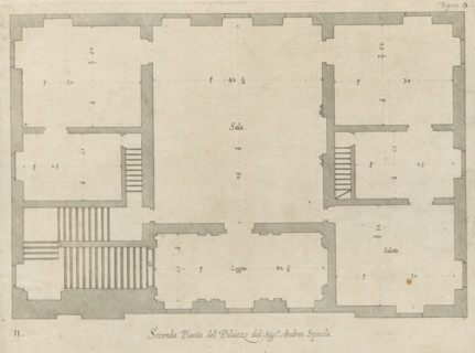 Floor plan of the first floor of the Palazzo Gambaro in Genoa, Seconda pianta del Palazzo del sigr.