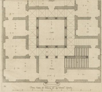 Plan of the ground floor of the Palazzo Nicolò Spinola di Luccoli in Genoa, Prima pianta del