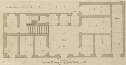 Great pianta del Palazzo del sigr. Giovan Battista Grimaldo, Plan of the ground floor of the