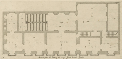 Plan of the first floor of the Palazzo Gio Battista Grimaldi in Genoa, Seconda pianta del Palazzo