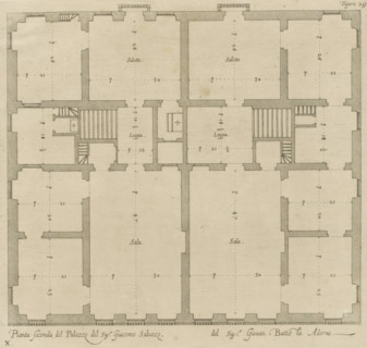 Plan of the first floor of the Palazzo Cattaneo-Adorno in Genoa, Pianta seconda del Palazzo del