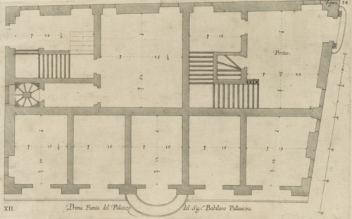 Prima pianta del Palazzo del sigr. Babilano Pallavicino, Plan of the ground floor of the Palazzo