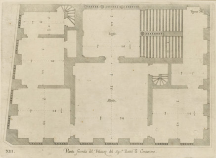 Plan of the first floor of the Palazzo Gio Battista Centurione in Genoa, Prima seconda del Palazzo