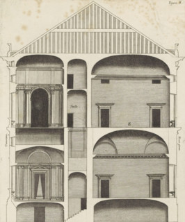 Longitudinal section of the Palazzo Carrega-Cataldi in Genoa, print, album page, This print is part