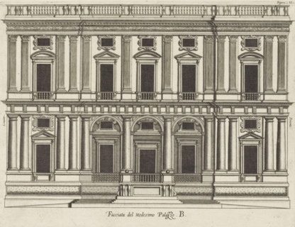 Facciata del Medisimo Palazzo. B., Uprising of the facade of the Villa Giustiniani-Cambiaso in