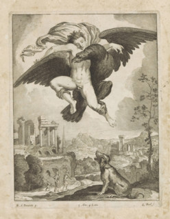 Rape of Ganymede, print, album page, Jupiter abducts the youth Ganymede in the form of an eagle. A