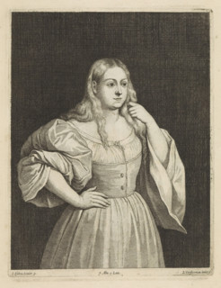Portrait of an unknown young woman, print, album page, Possibly Venetian. She is holding her hair