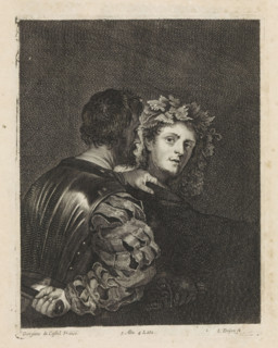 The Murderer (Il Bravo), print, album page, An armed man grabs his victim by the shoulder, while