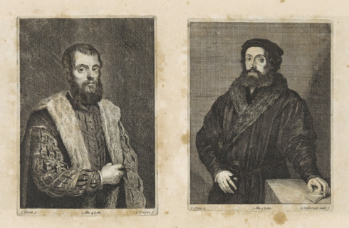 Portrait of an unknown man, print, album page, He is wearing a fur-trimmed cloak. This print is