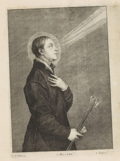 Portrait of a man as St. Sebastian, possibly the son of Francesco Filetto, print, album page, With