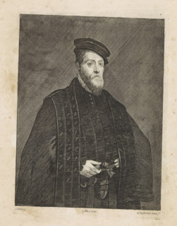 Portrait of an unknown nobleman with a beret, print, album page, This print is part of an album.,