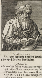 S. Matthew, Apostle Matthew, Christ, Mary and the twelve apostles, print, album page, book