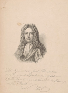 Portrait of John Dunton, bookseller in London, print, annotation: 'The eccentric John Dunton, an