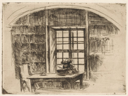 Beim Thorastudium, Torah study in Mukacheve, print, A Jewish man with a fur hat sits at a table in