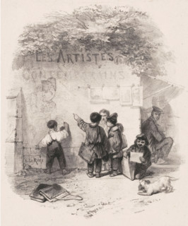 Children in front of a wall, Les Artistes, Souvenirs d'Artistes, print, Series number, 460, Five