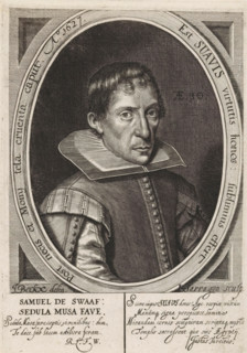 Portrait of Samuel de Swaef, print, Bust facing right of the artist Samuel de Swaef in a frame with