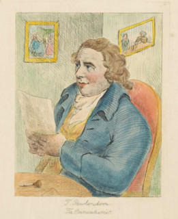 T. Rowlandson The Caricaturist, Portrait of Thomas Rowlandson, print, Portrait of Rowlandson seated