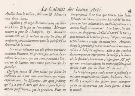 Text sheet with explanation of the prints, p. 4, Explication du desséin general, album page, text