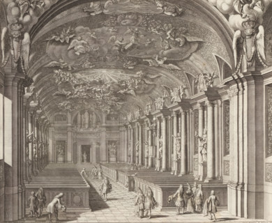 Interior of the old chapel in the Tre Kronor castle, Delineatio Templi, Suecia Antiqua et Hodierna,