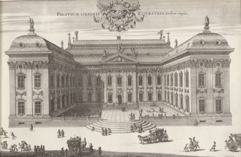 Riddarhuset on the city side, Palatium Ordinis Equestris urbem versus, Suecia Antiqua et Hodierna,