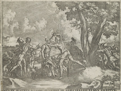 Romulus and Remus fighting, Orto ex Augurs, Remus Caeditur, Life of Romulus and Remus, print, album