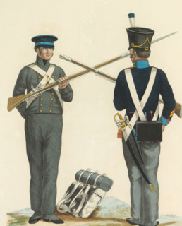 Corporal and Fusilier of the General Depot of the Army, print, A Dutch corporal and fusilier of the