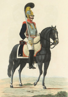 Curassier, on horseback, in large uniform, print, A Dutch cuirassier of the 2nd Regiment of