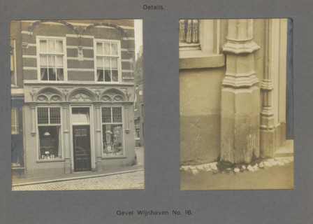 Facade Wijnhaven No. 16. Details, Facade and a pilaster of a building on the Wijnhaven in Delft,