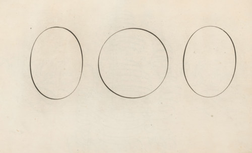 Three round shapes, closed, Mirror of Writing, print, album page, ornament print, From left to