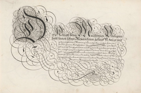 Writing example: Der konigh vonn Macedonien, Spieghel der rijkonste, Thrésor litéraire, print,