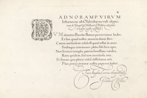 Writing sample: Ad nob. amp. virum, Thrésor litéraire, Mirror of writing skills, print, album page,