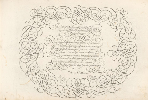 Writing sample: Ad doctiss. clarissismumque, Mirror of writing skills, Thrésor litéraire, print,