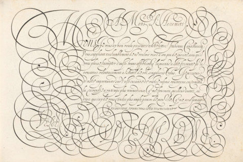 Writing example: A Mons. L'Heremite, Spieghel der schrijfkonste, Thrésor litéraire, print, album