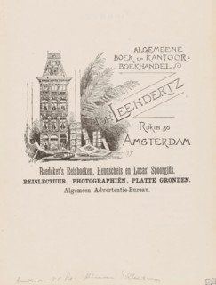 Advertisement of Algemeene Boek- en Kantoorboekhandel Joh's Leendertz in Amsterdam, advertisement,