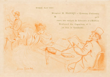 Announcement of the founding of the Henry Floury bookstore and publishing house in Paris, print,