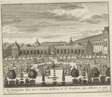 View of the Queen's Garden at Het Loo Palace, The Queen's Garden with the Green Cabinet, and the