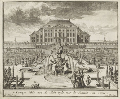 View of Het Loo Palace from the gardens, The King's House from the Garden Side, with the Fountain