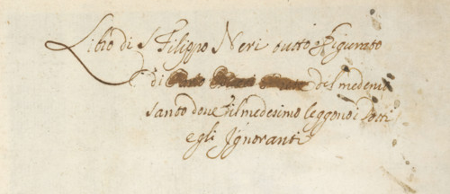 Four-line manuscript bound with 44 prints depicting scenes from the life of Filippo Neri, album