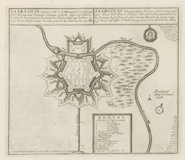 Map of Saarlouis, Saar-Louis a new city in Lorraine, recently founded by Louis XIV, King of France,