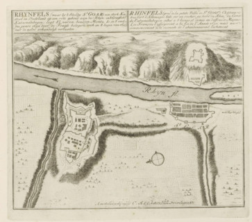 Map of Rheinfels Castle and the town of Sankt Goar, Rhynfels (where by the small town of St. Goar)