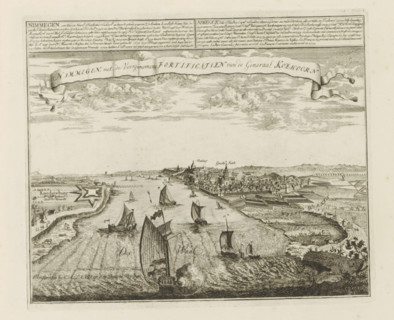 View of Nijmegen, Nimmegen, with the intended fortifications of General Koehoorn, a city in the