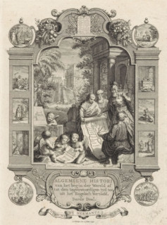 Cartouche with the division of Canaan among the twelve tribes of Israel, Title page front: Kornelis