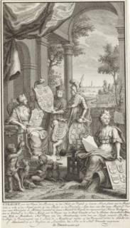 Title page for: Thomas Salmon and Jan Wagenaar, Tegenwoordige staat der Vereenigde Nederlanden,
