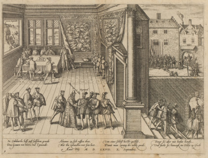 Capture of Egmond and Horne, 1567, Series 5: Dutch Events, 1566-1570, print, album page, Capture of
