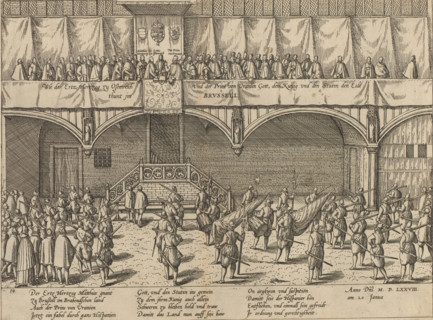 Matthias takes the oath as governor in Brussels, 1578, Wie der Ertz Hertzog zu Ostenreich und der