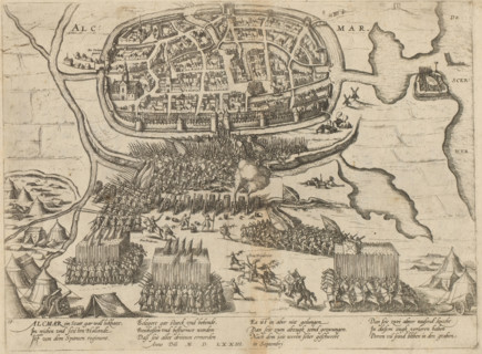 Siege of Alkmaar, 1573, Series 6: Dutch Events, 1571-1576, print, album page, Plan of the siege of